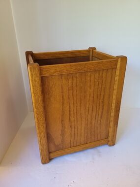 1960s Oak Sonoma County Woodworks Mission Wastebasket Trash Can